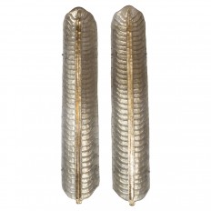 Pair of smoked murano glass leaf form sconces